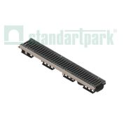 Лоток водоотводный PolyMax Drive DN100 h96 пластиковый с решеткой щелевой чугунной ВЧ кл.C (комплект)