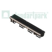 Лоток водоотводный PolyMax Drive DN100 h136 пластиковый с решеткой щелевой чугунной ВЧ кл.С (комплект)