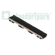 Лоток водоотводный PolyMax Drive DN100 h76 пластиковый с решеткой щелевой чугунной ВЧ кл. Е (комплект)