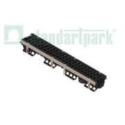 Лоток водоотводный PolyMax Drive DN100 h136 пластиковый с решеткой щелевой чугунной ВЧ кл. Е (комплект)
