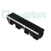 Лоток водоотводный пластиковый PolyMax Drive DN150 h216 с решеткой щелевой чугунной ВЧ кл.С250 (к-т)