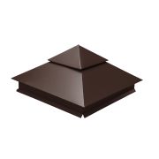 Колпак на столб двойной 390х390мм 0,5 Quarzit lite с пленкой RAL 8017 шоколад