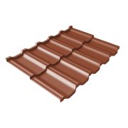 Металлочерепица модульная квинта Uno Grand Line c 3D резом 0,5 Velur RAL 8004 терракота