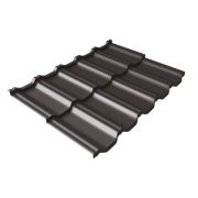Металлочерепица модульная квинта Uno Grand Line c 3D резом 0,5 GreenCoat Pural BT, matt RR 32 темно-коричневый (RAL 8019 серо-коричневый)