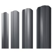 Штакетник М-образный А фигурный 0,5 GreenCoat Pural BT, matt RR 23 темно-серый (RAL 7024 мокрый асфальт)