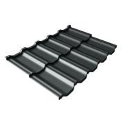 Металлочерепица модульная квинта Uno Grand Line c 3D резом 0,5 Satin Matt RAL 7016 антрацитово-серый