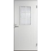 Дверь входная JW Basic B0020 М10х21 с дверной коробкой, белая, правая, с декоративным стеклом