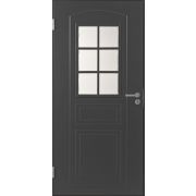 Дверь входная JW Basic B0020 М9х21 с дв. коробкой, темно-серая, левая, с декоративным стеклом