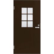 Дверь входная JW Basic B0020 М9х21 с дв. коробкой, темно-коричневая, левая, с декоративным стеклом