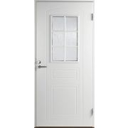 Дверь входная JW Basic B0020 М10х21 с дверной коробкой, белая, левая, с декоративным стеклом