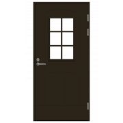 Дверь входная JW Function F2000 W71 М9х21 с дверной коробкой, темно-коричневая, правая, с декоративным стеклом