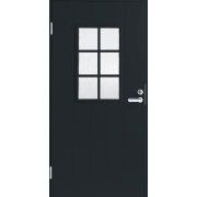 Дверь входная JW Basic B0015 М9х21 с дв. коробкой, темно-серая, левая, с декоративным стеклом