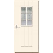 Дверь входная JW Basic B0015 М10х21 с дверной коробкой, белая, правая, с декоративным стеклом