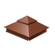 Колпак на столб двойной 390х390мм 0,5 Satin Matt с пленкой RAL 8004 терракота