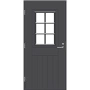 Дверь входная JW ECO Function Wadden М9x21 с дверной коробкой, тёмно-серая, левая, с узорчатым стеклом