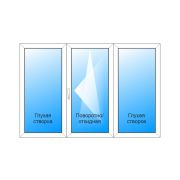 Окно ПВХ 210*150 см Veka Softline 82 мм, 2-х камерный мультифункциональный стеклопакет, фурнитура GU UNI JET, 3 створки (глухая, поворотно-откидная, глухая)