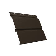 Металлический софит Квадро брус с перфорацией 0,5 GreenСoat Pural с пленкой RR 32 темно-коричневый (RAL 8019 серо-коричневый)