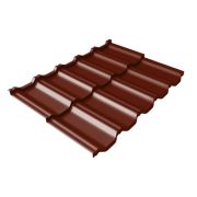 Металлочерепица модульная квинта Uno Grand Line c 3D резом 0,5 PurLite Matt RAL 3005 красное вино
