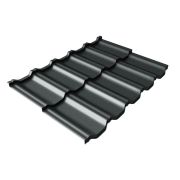 Металлочерепица модульная квинта Uno Grand Line c 3D резом 0,45 PE RAL 7016 антрацитово-серый