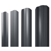 Штакетник М-образный B фигурный 0,45 Drap-double TX RAL 7024 мокрый асфальт