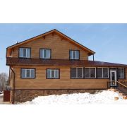 Сайдинг Блок-хаус 0,390 Grand Line 0,45 Print Elite Chestnut Wood TwinColor