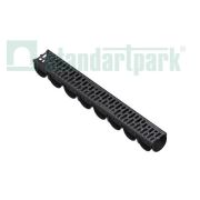 Лоток водоотводный S’park 3 пластиковый DN100 h100 с решеткой щелевой чугунной кл. А15 (комплект)